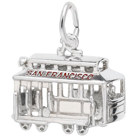 San Francisco Cable Car Charm In 14K White Gold