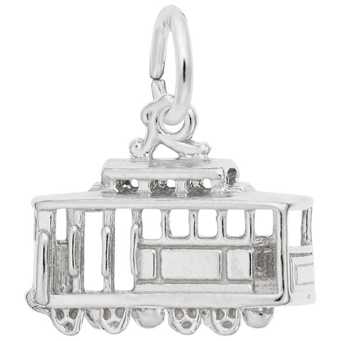 Cable Car Charm In 14K White Gold