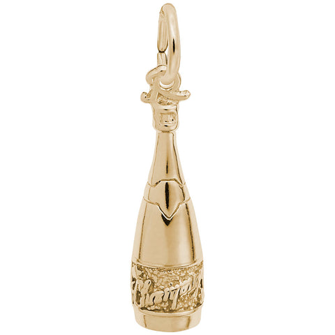 Champagne Bottle Charm In Yellow Gold