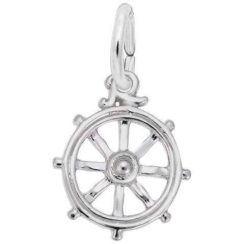 Ships Wheel Charm In Sterling Silver