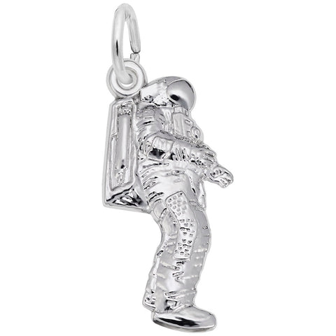 Astronaut Charm In 14K White Gold