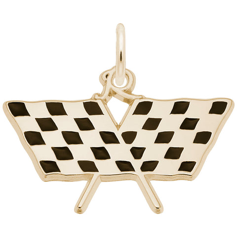 Racing Flag Charm in Yellow Gold Plated