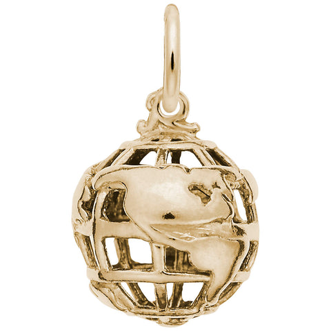Globe 3D Charm in Yellow Gold Plated