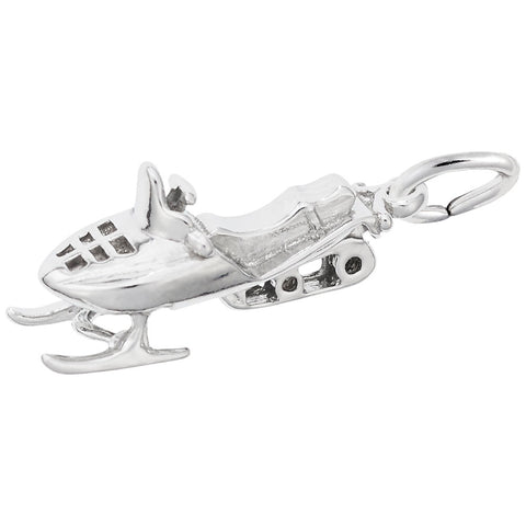 Snowmobile Charm In 14K White Gold