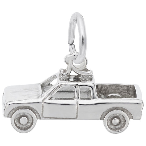 Pick Up Truck Charm In 14K White Gold