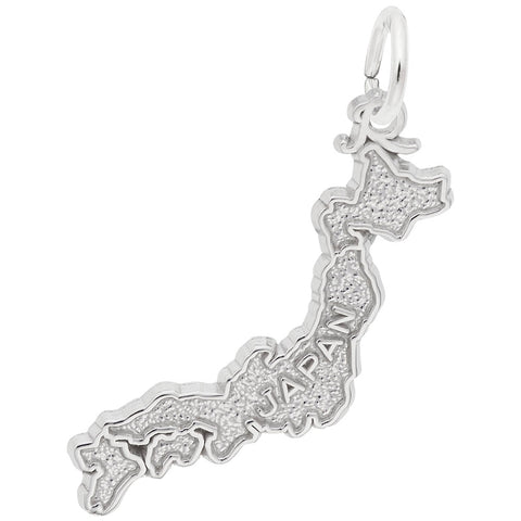 Map Of Japan Charm In 14K White Gold