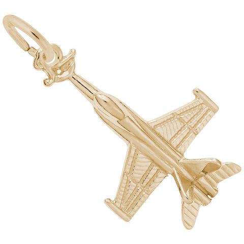 Fighter Jet Charm in Yellow Gold Plated