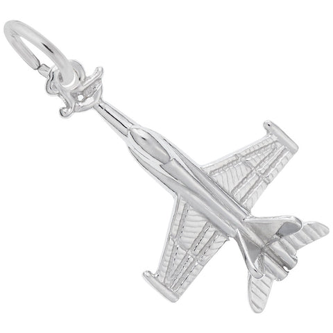 Fighter Jet Charm In Sterling Silver