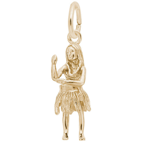 Hula Dancer Charm in Yellow Gold Plated