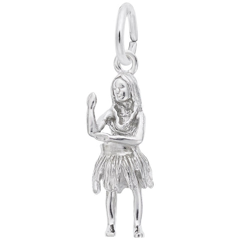 Hula Dancer Charm In Sterling Silver
