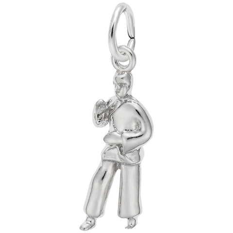 Martial Arts Charm In 14K White Gold