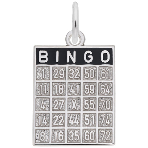 Bingo Card Charm In 14K White Gold