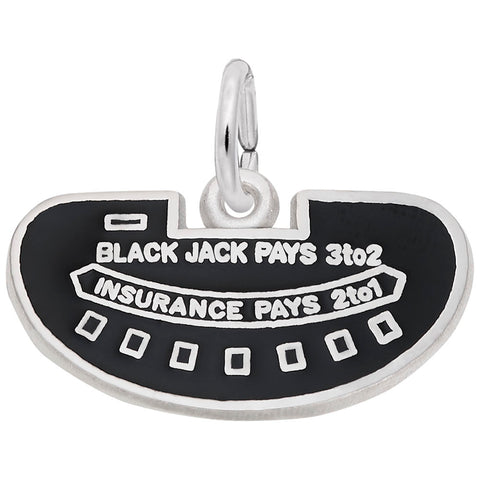 Black Jack Table Charm In Sterling Silver