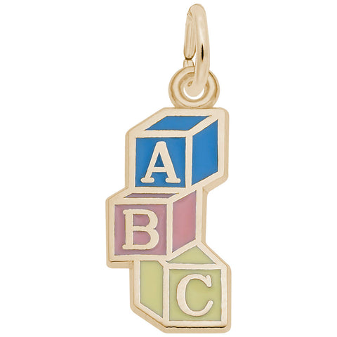 Abc Block Charm in Yellow Gold Plated
