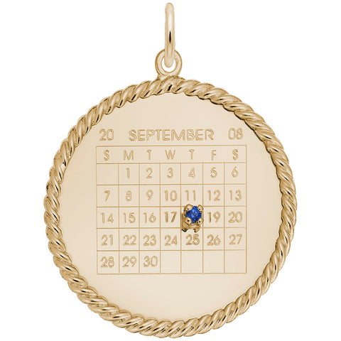 Calendar Rope Frame Charm in Yellow Gold Plated