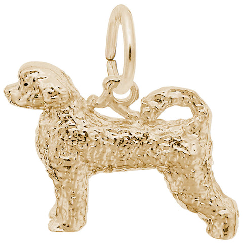 Portuguese Water Dog Charm in Yellow Gold Plated