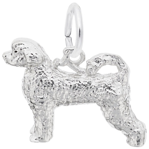 Portuguese Water Dog Charm In Sterling Silver