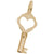 Plain Key With Heart Charm in Yellow Gold Plated