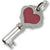 Key With Red Heart charm in 14K White Gold