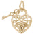 Heart W/ Key 2D Charm in Yellow Gold Plated