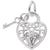 Heart W/ Key 2D Charm In Sterling Silver