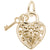 Heart W/ Key 3D Charm in Yellow Gold Plated