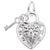 Heart W/ Key 3D Charm In Sterling Silver