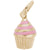 Cupcake - Pink Icing Charm in Yellow Gold Plated