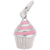 Cupcake - Pink Icing Charm In 14K White Gold