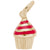 Cupcake - Red Icing Charm in Yellow Gold Plated