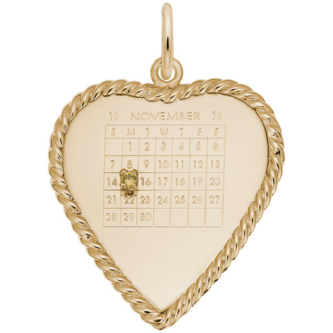 Calendar Disc Charm in Yellow Gold Plated