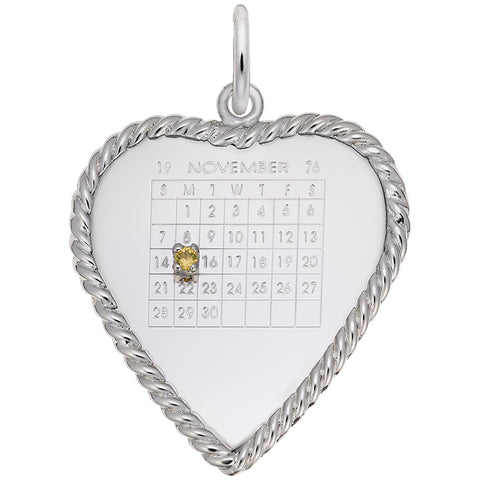 Calendar Disc Charm In Sterling Silver
