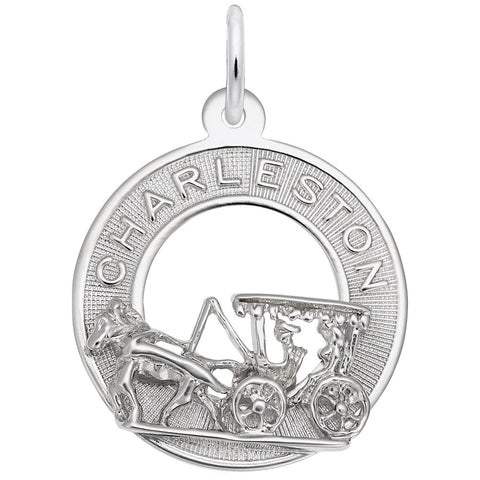 Charleston Carriage Charm In 14K White Gold