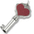 Large Key With Red Heart charm in Sterling Silver