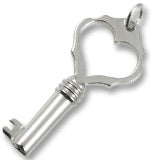 Large Key With Cut-Out Heart charm in Sterling Silver