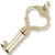Large Key with Cut-out Heart Charm  in 10k Yellow Gold