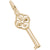 Key With Four Hearts Charm in Yellow Gold Plated