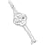 Key With Four Hearts Charm In 14K White Gold