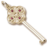 Large Key With July Birthstones charm in Yellow Gold
