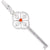 Large Key With Red Heart Center Charm In 14K White Gold