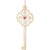 Large Key With Red Heart Center charm in Yellow Gold Plated hide-image