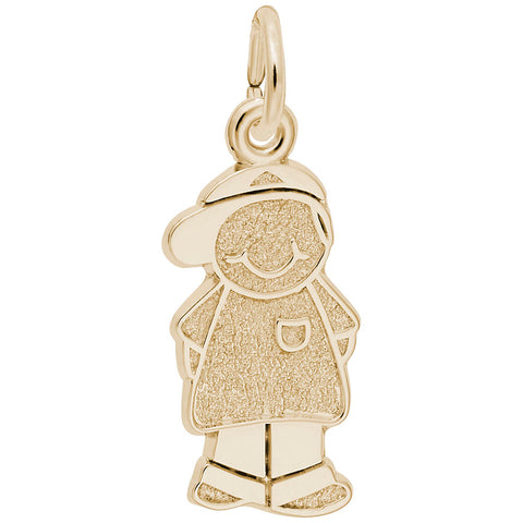 Boy W/Baseball Cap Charm in Yellow Gold Plated