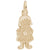 Girl W/Dress & Flower Charm in Yellow Gold Plated