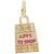 Shopping Bag - Pink Paint Charm In Yellow Gold