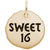 Tag- Sweet 16 Charm in Yellow Gold Plated