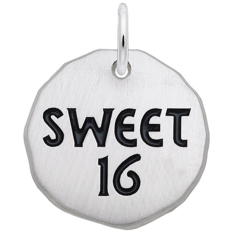 Tag- Sweet 16 Charm In 14K White Gold