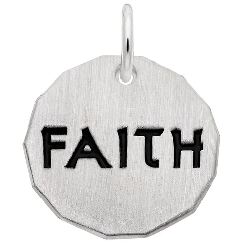 Tag- Faith Charm In 14K White Gold