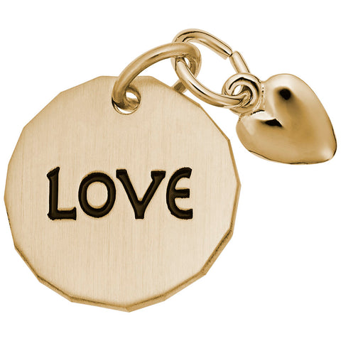 Love Tag With Heart Charm In Yellow Gold