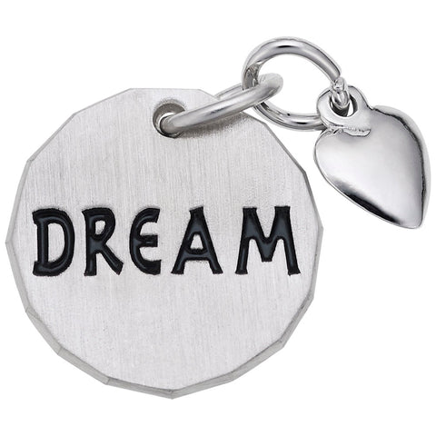 Dream Tag With Heart Charm In 14K White Gold