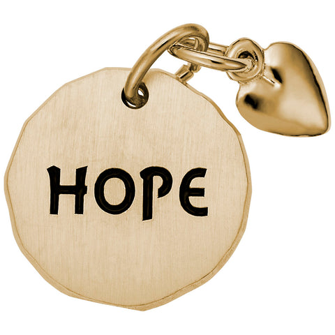 Hope Tag With Heart Charm In Yellow Gold